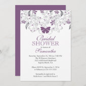 Hübsches Lila Butterfly-Brautparty Einladung (Vorne/Hinten)