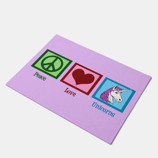 Hübsches Lila Einhorn Fußmatte (Schrägansicht)