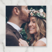 Hübsches Lila florales Foto Save the Date Geschenkanhänger (Rückseite)