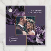 Hübsches Lila florales Foto Save the Date Geschenkanhänger (Vorderseite)