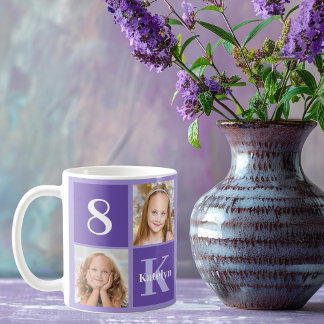 Hübsches Lila Foto Collage Geburtstagsgeschenk Kaffeetasse