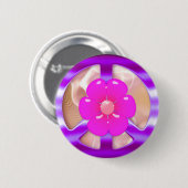 Hübsches lila Friedenszeichen Button (Vorne & Hinten)