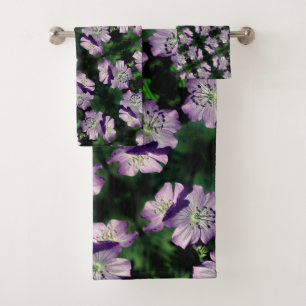 Hübsches Lila Geranium-Blume-Pair-Muster Badhandtuch Set