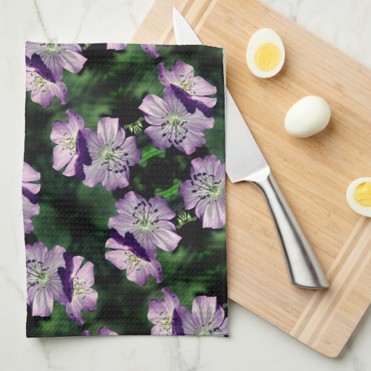 Hübsches Lila Geranium-Blume-Pair-Muster Geschirrtuch (Viertel Falte)