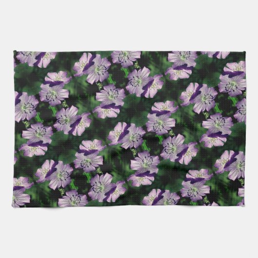 Hübsches Lila Geranium-Blume-Pair-Muster Geschirrtuch (Horizontal)