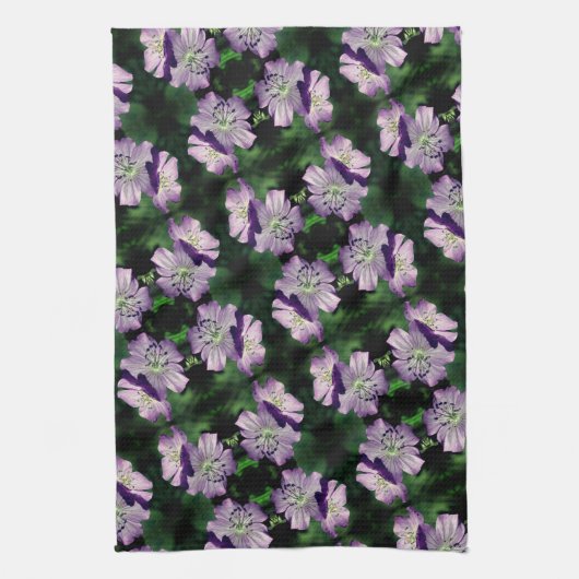 Hübsches Lila Geranium-Blume-Pair-Muster Geschirrtuch (Vertikal)