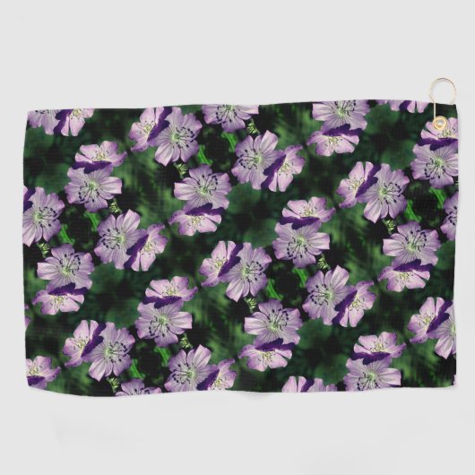 Hübsches Lila Geranium-Blume-Pair-Muster Golfhandtuch (Horizontal)