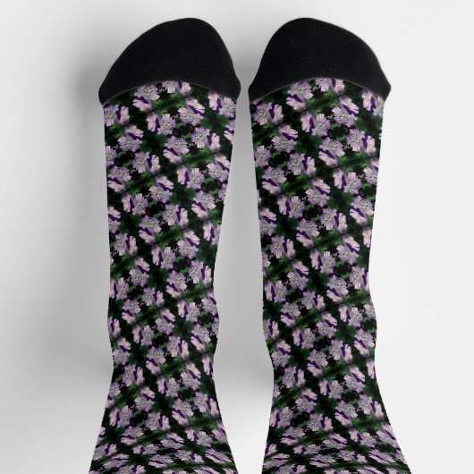 Hübsches Lila Geranium-Blume-Pair-Muster Socken (Oben)