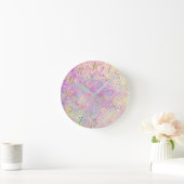 Hübsches lila Gold und rosa Textur Runde Wanduhr (Zuhause)