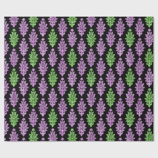 Hübsches Lila Grünes Schwarz Extravagant Geburtsta Geschenkpapier (Flach)