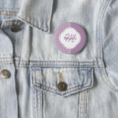 Hübsches lila Hahnentrittmuster-Pastellmonogramm Button (Beispiel)
