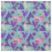 Hübsches Lila Herz Baumwolle (56" Breite) Stoff (Muster)