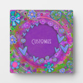 Hübsches Lila Herz Boho ONE WORT Fotoplatte (Vorderseite)