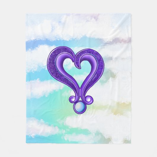 Hübsches Lila Herz Fleecedecke (Vorderseite)