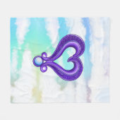 Hübsches Lila Herz Fleecedecke (Vorderseite (Horizontal))