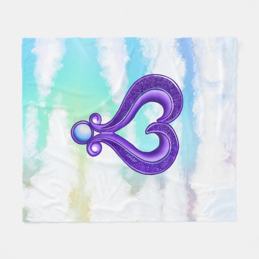 Hübsches Lila Herz Fleecedecke (Vorderseite (Horizontal))