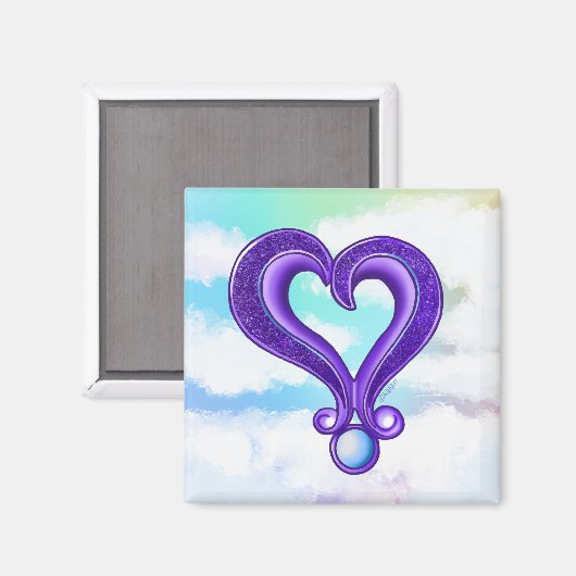 Hübsches Lila Herz Magnet (Vorderseite/Rückseite)