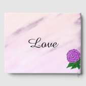 Hübsches Lila Hochzeitsbuch über das Blumenwasser Gästebuch (Rückseite)