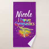 HÜBSCHES LILA I LIEBE GYMNASTICS-DESIGN BADEHANDTUCH (Badehandtuch)