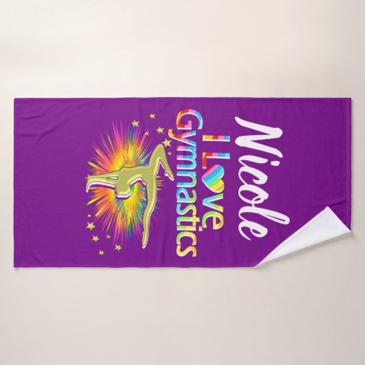 HÜBSCHES LILA I LIEBE GYMNASTICS-DESIGN BADEHANDTUCH (Badehandtuch)