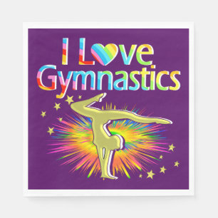 HÜBSCHES LILA I LIEBE GYMNASTICS PAPIER NAPKINS SERVIETTE