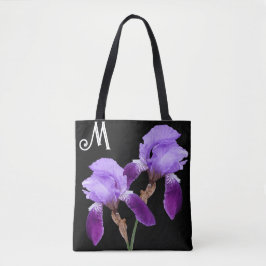 Hübsches lila Iris floral boho M Monogramm niedlic Tasche