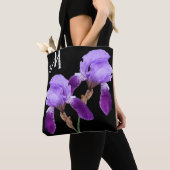 Hübsches lila Iris floral boho M Monogramm niedlic Tasche (Von Nahem)