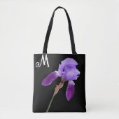 Hübsches lila Iris floral boho M Monogramm niedlic Tasche (Vorderseite)