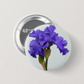 Hübsches Lila Iris Floral Foto Button (Vorne & Hinten)