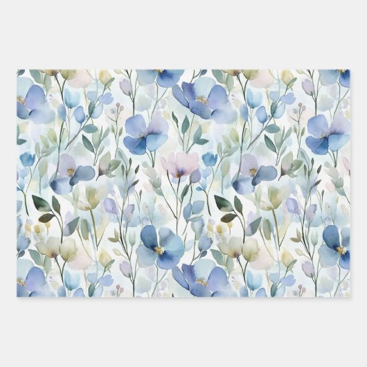 Hübsches Lila Lavendel Weißes Blume Brautparty Geschenkpapier Set (Vorderseite 2)