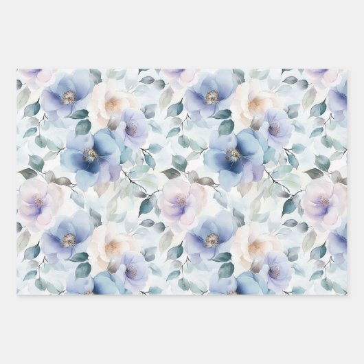 Hübsches Lila Lavendel Weißes Blume Brautparty Geschenkpapier Set (Vorderseite)