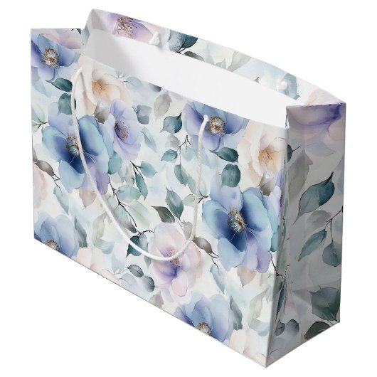 Hübsches Lila Lavendel Weißes Blume Brautparty Große Geschenktüte (Rückseite Schrägansicht)