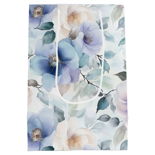 Hübsches Lila Lavendel Weißes Blume Brautparty Mittlere Geschenktüte (Rückseite)