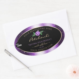 Hübsches Lila Logo für die Rose mit der Blume des Ovaler Aufkleber