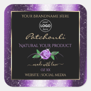 Hübsches Lila Logo für die Rose mit der Blume des Quadratischer Aufkleber