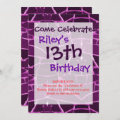 Hübsches Lila Mosaikfliesen-Girly-Muster Einladung (Vorne/Hinten)