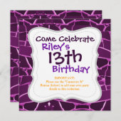 Hübsches Lila Mosaikfliesen-Girly-Muster Einladung (Vorne/Hinten)