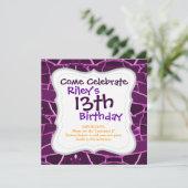 Hübsches Lila Mosaikfliesen-Girly-Muster Einladung (Stehend Vorderseite)