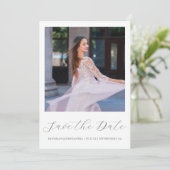 Hübsches Lila Quinceanera Einfaches kalligrafische Save The Date (Stehend Vorderseite)