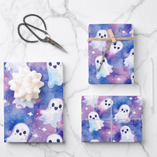 Hübsches Lila-rosa Ghost Halloween Heva Weva Geschenkpapier Set