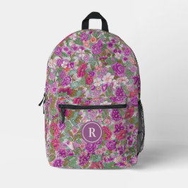 Hübsches Lila rosa Mintflurmuster Vintag Bedruckter Rucksack