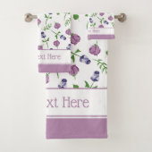 Hübsches Lila Rosa Rosa Rosenknospe Blütendruck Badhandtuch Set (Insitu)