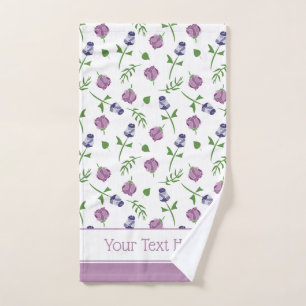 Hübsches Lila Rosa Rosa Rosenknospe Blütendruck Badhandtuch Set