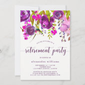 Hübsches lila Ruhestands-Party der Blumen-| Einladung (Vorderseite)