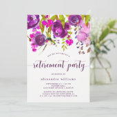 Hübsches lila Ruhestands-Party der Blumen-| Einladung (Stehend Vorderseite)
