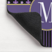 Hübsches Lila Schwarz-Streifen-Monogramm Mousepad (Ecke)