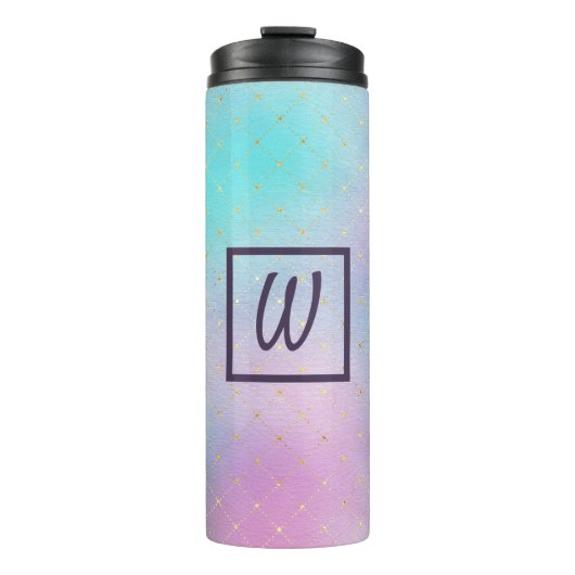 Hübsches lila und blaues Ober Thermosbecher (Vorderseite)