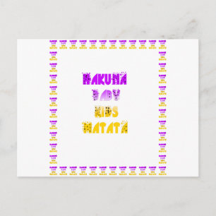 Hübsches Lila und Gelbes Hakuna Matata Baby Kinder Postkarte