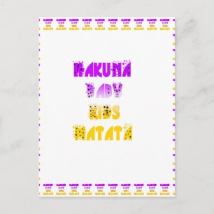 Hübsches Lila und Gelbes Hakuna Matata Baby Kinder Postkarte