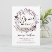 Hübsches Lila und graues Brautparty Einladung (Stehend Vorderseite)